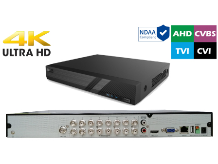 16 Port Coax plus 8 bonus IP 4K 8MP Digital Video Recorder with Support for POS