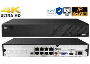 8 Port 4K HD Network Video Recorder built in PoE with Support for POS and VCA