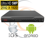 HD Security Camera DVR/NVR 6-in-1 (XVI +AHD +TVI+CVI+CVBS / 2000 + TVL Coax+Network Analog/IP) 5MP Standalone 16 Port