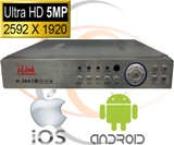 HD Security Camera DVR NVR 5 in 1 (AHD +TVI+CVI+CVBS / 2000 + TVL Coax+Network Analog/IP) 5MP Standalone 4 Port
